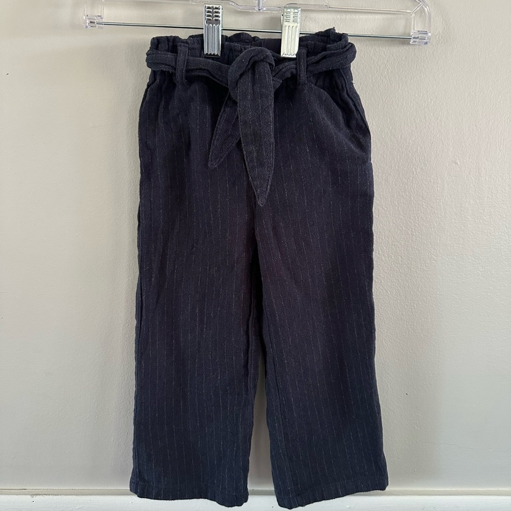 Zara Striped Sash Pants Navy 3T